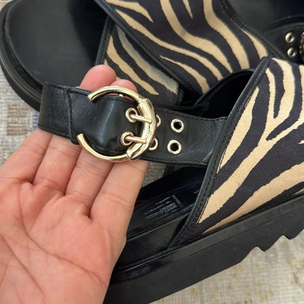 Anthropologie Billi Bi Zebra Print Sandals Size 38